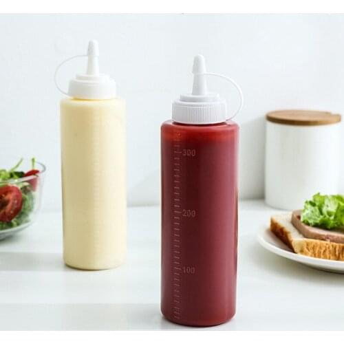 New Squeeze Condiment Bottles With Cap Lids Ketchup Mustard Sauces Olive Oil Container For Kitchen Accessories 200ml/360ml/450ml