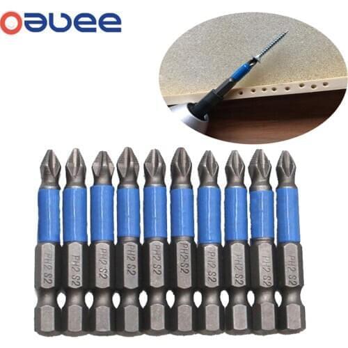 Oauee 50mm PH2 Cross bit drill Head Screwdriver Bits Hand Tools Anti Slip Electric Hex Shank Magnetic Screwdriver Drill Bit