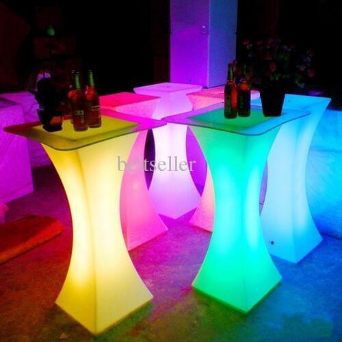 Rechargeable LED illuminated Cocktail Table Waterproof Glowing Led Bar Table Lighted Up Coffee Table Bar KTV Disco Party Supply