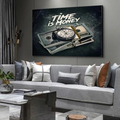Retro Posters and Prints Time Is Money Art Modular Canvas Painting Wall Art Pictures for Living Room Home Decor Home Decore