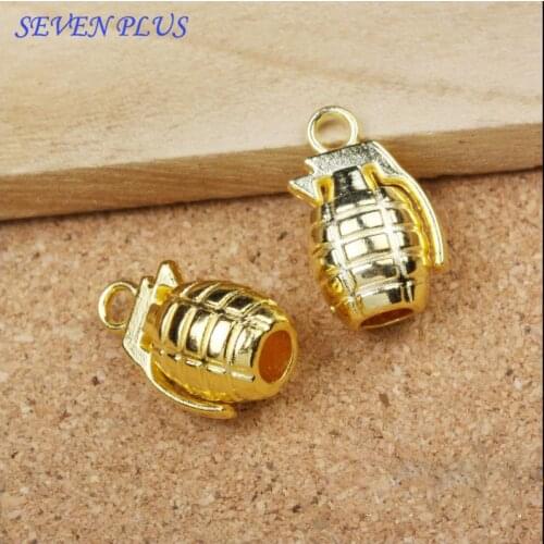 High Quality 10 Pieces/Lot 13mm*22mm Gold Color Hand Grenade Weapon Charms Diy Charms