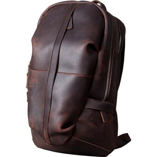 New Large-capacity Crazy Horse Leather Backpack Men Bag Male Laptop Backpack Travel Bag Schoolbag First Layer Cowhide Original