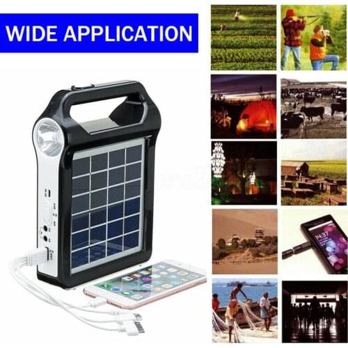 Portable Solar Panel Generator System USB Port Built In Lighting Lamp GQ
