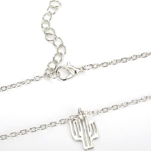 Fashion Trend Necklace Hollow Cactus Necklace Simple Style Cactus Necklace For Women Party Jewelry Accessory