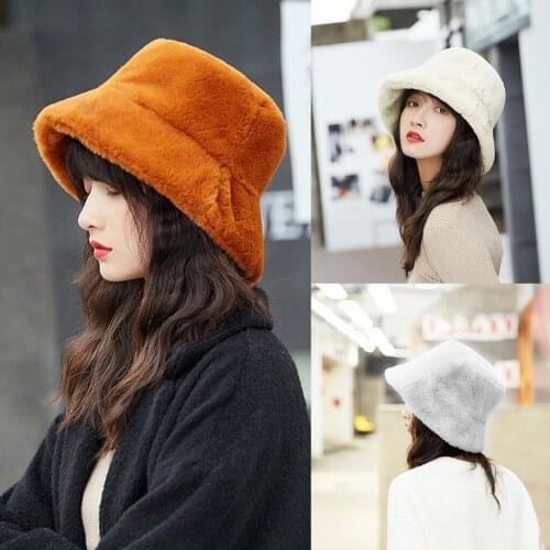 Ladies Winter Bucket Hat Cute And Warm Caps Hunting Fishing Cap Flat Top Solid Color Easy Fold And Store Hat