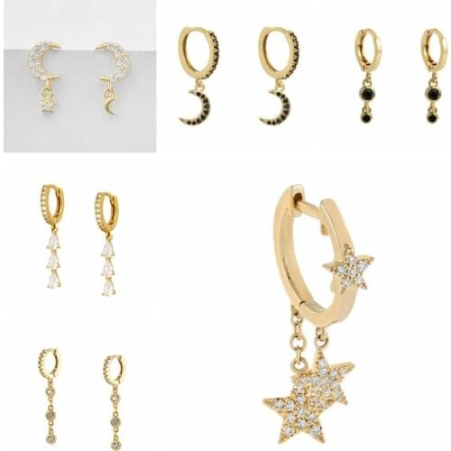 BOAKO 925 Sterling Silver Earrings For Women Black Diamond Dangle Earring Piercing Zircon Fashionable Luxury Pendientes #7.2