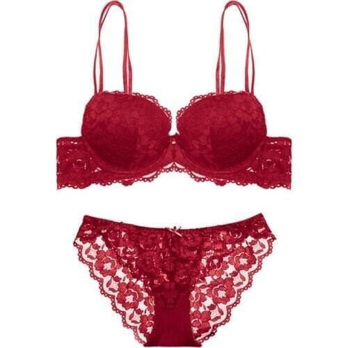 Sexy Womens Lace Embroidery Push-up Bra Sets Wire Free Padded Lingerie Underwear W13