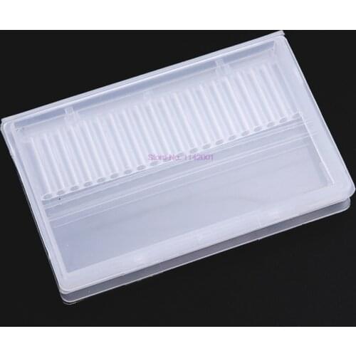 100pcs Nail Art Drill Bit Storage Empty Exhibition Box Manicure Tool Organizer Container Stand Clear Holder 20 Holes Case