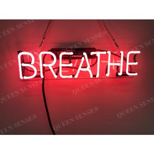 14“ Breathe Pink Acrylic Custom Neon Light Lamp Sign Beer Bar Handmade Real Glass Decorate Home Wall Room Windows Tube Artwork