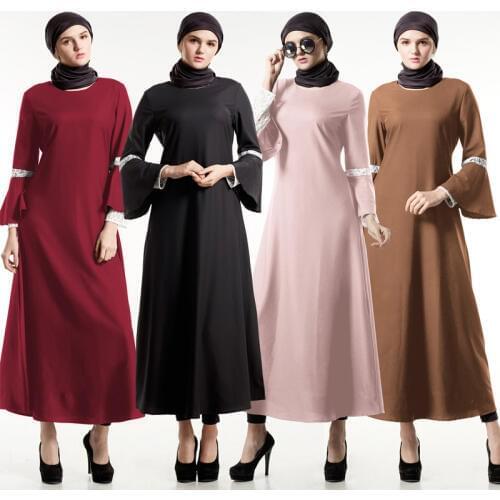 2019 Muslim Abaya Dress New Lace Abayas For Women Turkish Dresses Middle East Islamic Clothing Formal Dress Caftan Dubai SL1117