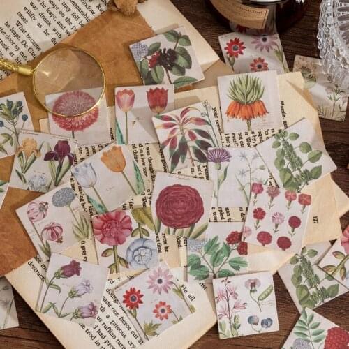 46pcs Plant Stickers Flowers Retro Decorative Leaves Stationery Decoration Handbook Gift Album Planner Scrapbook Box DIY Kids
