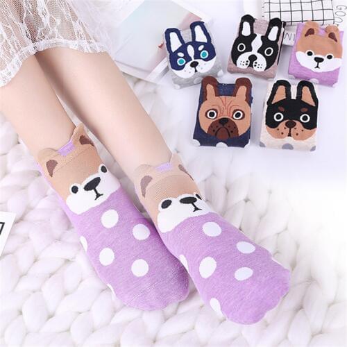 5 Pairs/set Women Cartoon Low Hosiery Stereoscopic Cute Animal Female Kawaii Cat Dog Summer Short Socks Casual Soft Funny Socks