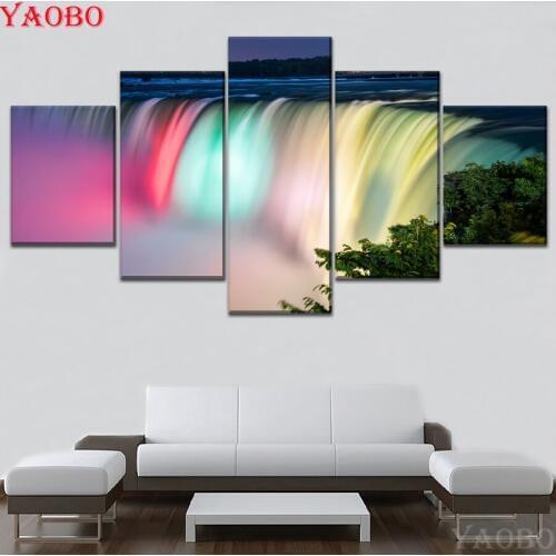 5pcs/set 5D DIY Diamond Painting Waterfall landscape Diamond Embroidery Cross Stitch Mosaic Painting Rhinestones needlework