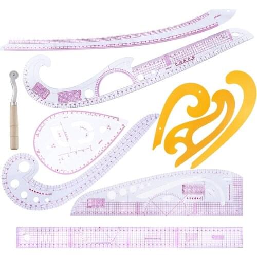 8Pcs Plastic French Curve Measure Pattern Grading Rulers Stick Pattern Design Dressmaking Tailor Sewing Ruler Supplies