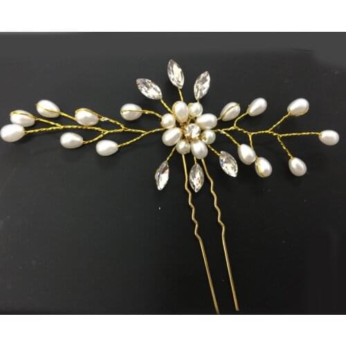 Wedding dress accessories Bridal handmade pearl crystal hairpin Pin clevis tiara Bridal tiara Wedding accessories