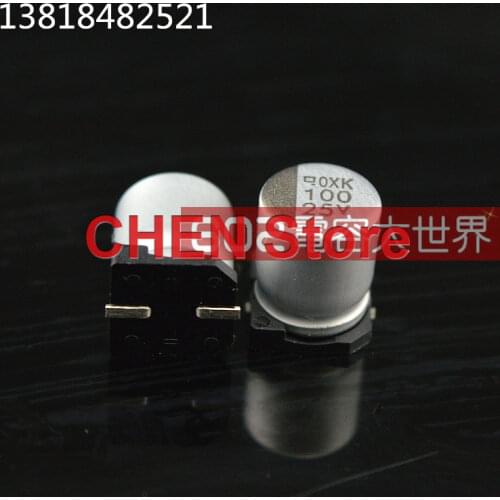 50PCS/100PCS NIPPON MVK 25V100UF 8x10MM SMD aluminum electrolytic capacitor 100UF 25V NCC patch electrolysis