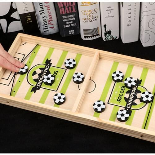 Fast Sling Toy Football Bumper Desktop Slingshot Games Toy Double PK 2 in 1 Wooden Hockey Game Table Chess Parent-child Games