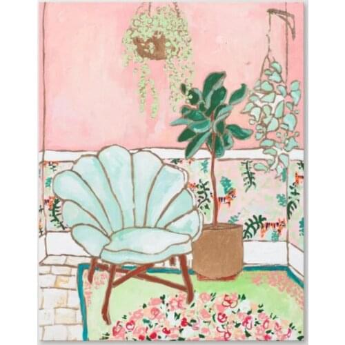 Home Decor Shell Chair Canvas Prints Painting Plant Carpet Poster Wall Modern Artwork Modular Pictures For Bedside Background