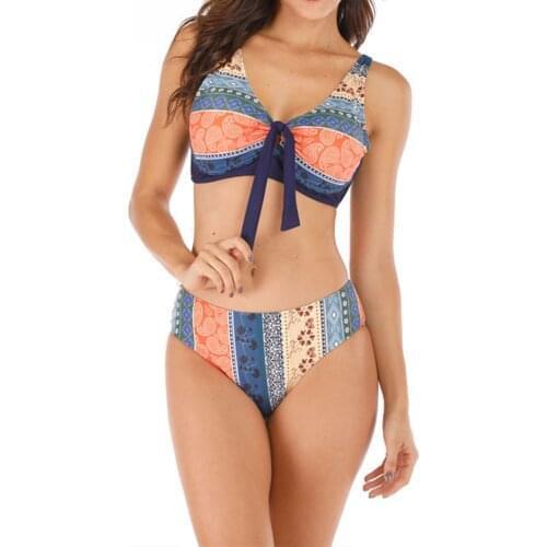 Beach Bikini Set Sexy Gradient Split Sleeveless V Neck Summer Swimwear for Women 2021 Fashion Maillot De Bain Bikinis Mujer