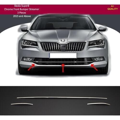 Skoda SuperB Chrome Front Bumper Streamer 3 Pieces 2015 and Above ISO9001 / 2008 A + Quality modified design