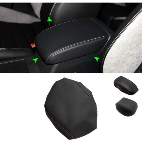 For VW Golf 7 MK7 2014 2015 2016 Microfiber Leather with 1 Red / White Line Car Interior Center Armrest Box Cover Trim