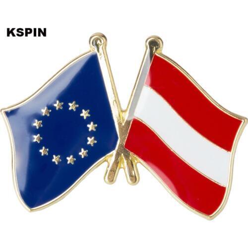 European Union Austria Friendship Flag Badge Metalicas Pins Icon Backpack Brooch for Women/Men XY0074-2