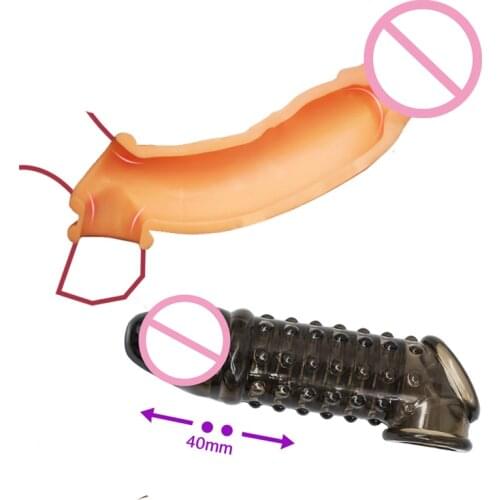 Reusable Penis Sleeve Flexible Glans Penis Enlarger Extender Delay Ejaculation Cock Ring Sleeve Sex Toys For Men No Vibator