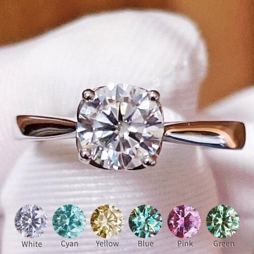 4 Prong Retro Design Moissanite Ring One Carat 1CTW 14K White Gold Plated 925 Sterling Silver For Women Gift