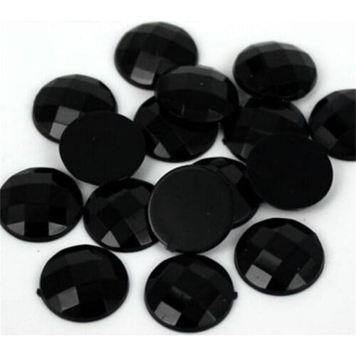 6-30MM DIY Bling Black Color Round Lattice Faceted Acrylic Rhinestones Flatback Acrylic Stone for Hand Craft Art Decoration