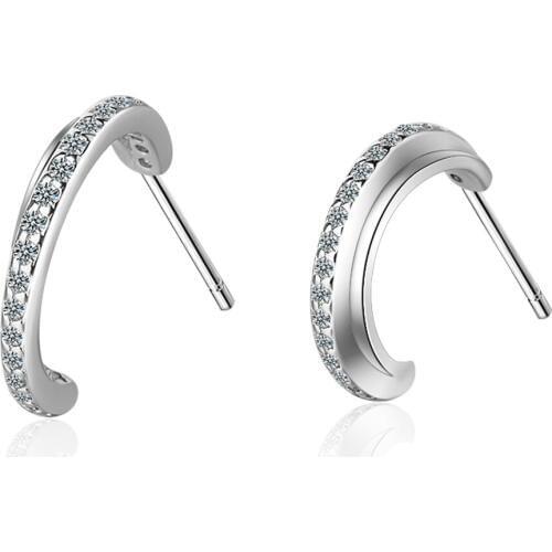 Minimalist Jewelry 925 sterling silver Cubic Zirconia Moon Stud Earrings for Women Girls Party Gifts brincos Feminino