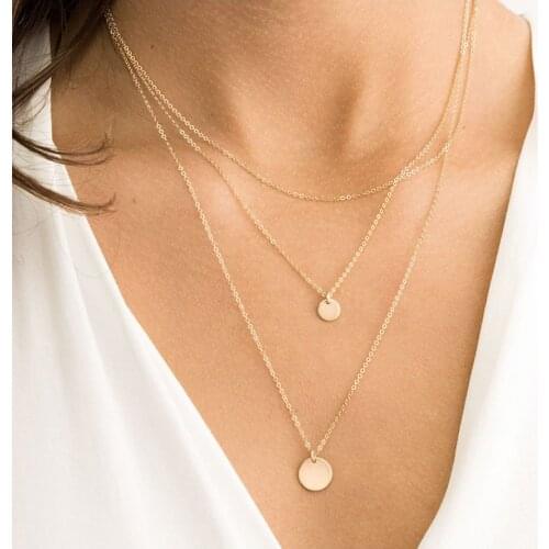 Fashion women simple multilayered necklace chockers necklaces for women stainless steel necklace trendy jewelry