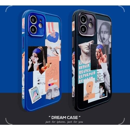 Vermeer painting soft Case For iPhone 11 12 Pro Max mini 7 8 Plus XR X XS MAX se silicon phone label Retro Cover fundas capa