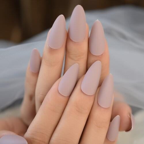 24pcs Classic Look Fake Nails Set Lavender Matte Press On Nails Almond Full Cover False Tips Kit For Nail Salon Manicure