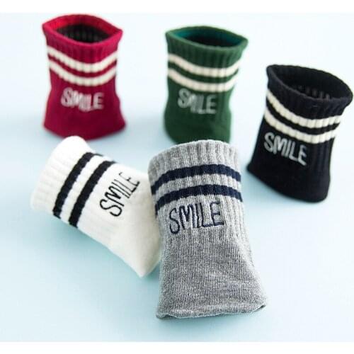 Smiley Socks Women Striped Harajuku Korean Style Skateboard Cotton Sock White Sport Casual Street Fashion Funny Socks Wholesale