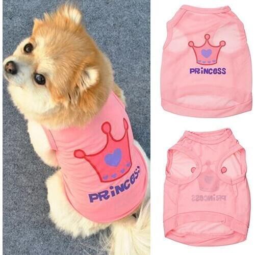 New Fashion Pet Cloth Dog Cat Princess Letter Crown T-shirt Vest Summer Coat Puppy Funny Birthday Costumes
