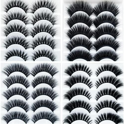 New 5 pairs Handmade 3d mink lashes long thick False Eyelashes Cross Messy Dense Natural Eye Lashes Stage Makeup False Eyelashes