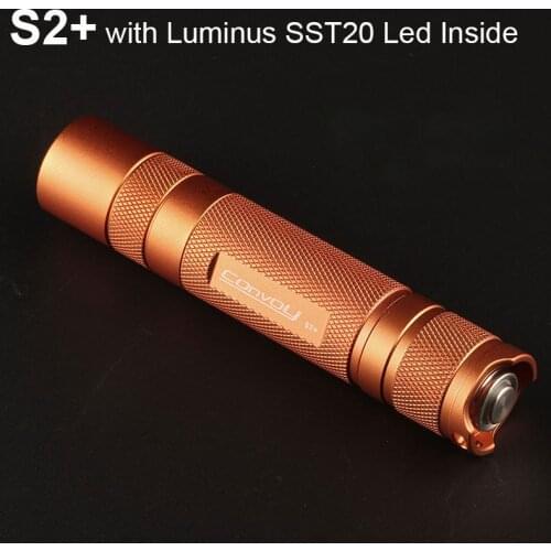Orange Convoy S2 Plus with Luminus SST20 Led Flashlight 18650 Flash Torch EDC Camping Fishing Work Light High Powerful Linterna