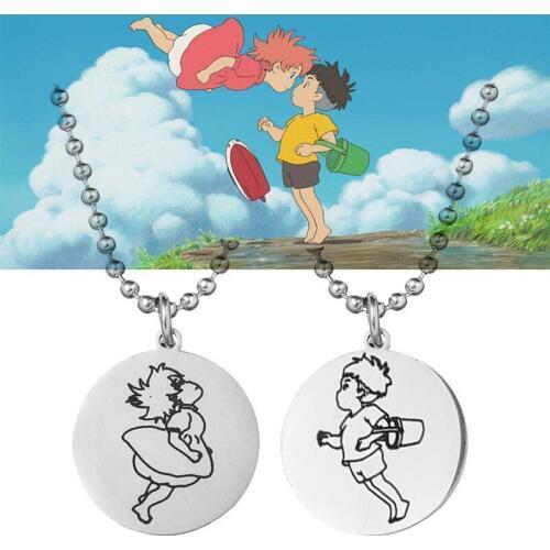 Ponyo on the Cliff ,Ponyo Sosuke Necklace Stainless Steel Pendants Necklaces Women Men Couple Accessories Lover Gifts