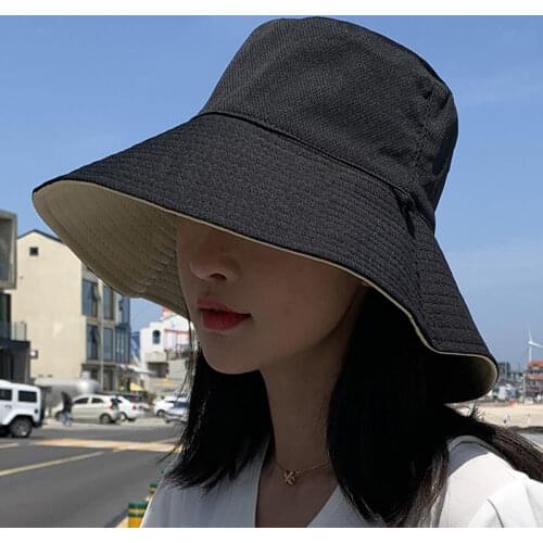 Double-sided Foldable Bucket Hat for Women Girls Summer Sun Hat Visor Fisherman Cap Anti-UV Wide Brim Sunscreen Hats Caps