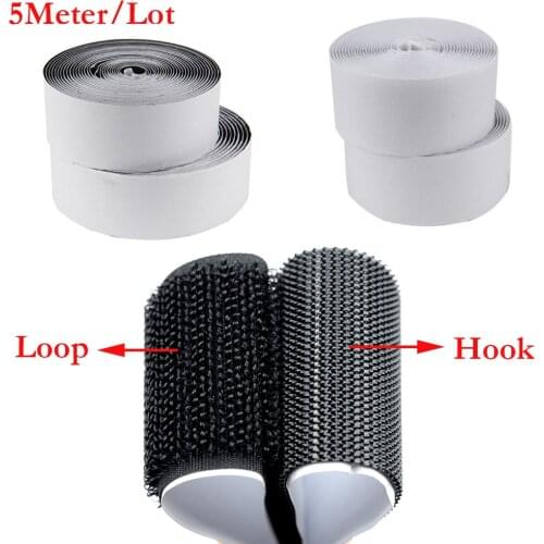 5Meter Strong Self adhesive Hook and Loop Fastener Tape nylon sticker velcros adhesive with Glue for DIY 16/20/25/30/40/50/100MM