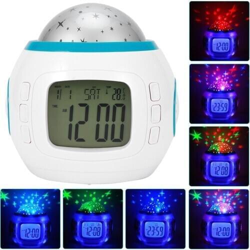 Star Sky Projector LED Music Alarm Clock Multifunction Calendar Temperature Display Night Light Beautiful Gifts