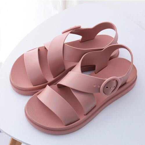 Dropshipping Flat Sandals Women Shoes Gladiator Open Toe Buckle Soft Jelly Sandals Female Casual Womens Flat Platform Beach