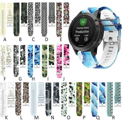 22MM Printing Watchband Strap for Garmin Fenix 5/5 Plus Smart Watch Bands Replacement Quick Release Silicone Easyfit Wrist Band