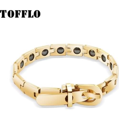 TOFFLO Stainless Steel Jewelry Ins thick chain lovers' Bracelet Watch clasp decoration female exaggerated hip hop Bracelet E180