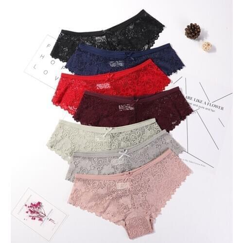 3 Pcs Panties for Woman Underwear Sexy Lace Breathable Soft Lingerie Female Briefs Panty Sexy Transparent Womens Underpants