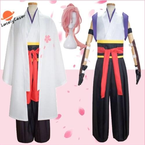 Cherry Blossom Anime SK8 the Infinity Japanese Kimono Cosplay Costume Pink Wig Uniform White Cloak Party Suit Halloween Outfit