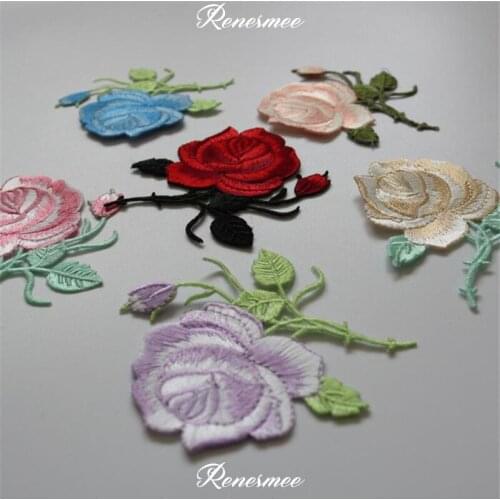 4Pcs Rose Applique Clothing Embroidery Patch Fabric Sticker Iron On Patch Craft Sewing Repair Cheongsam Jeans DIY 10X9cm SX168