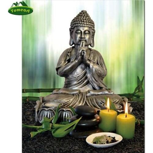 YUMEART DIY Diamond Mosaic Diamond Painting Buddha Cuadros Cross Stitch Kits 5D Diamond Embroidery rhinestone Pasted Home Decor