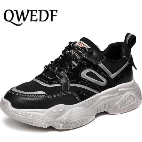 2019 Vulcanized Shoes Sneakers Woman Flats Platform Casual Autumn Bling Female Fashion Lace Up Walking Ladies Footwear X12-13