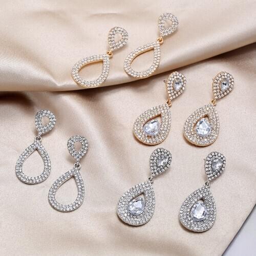 Full Rhinstone Girls Drop Earrings Water Drop Pendants Luxury Women Dangle Earrings Fashion Ear Decoration 2020 pendientes